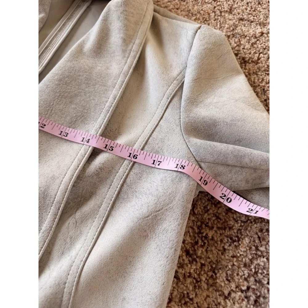 Jones New York Womens Gray Drape Front Faux Suede Jacket Size‎ S